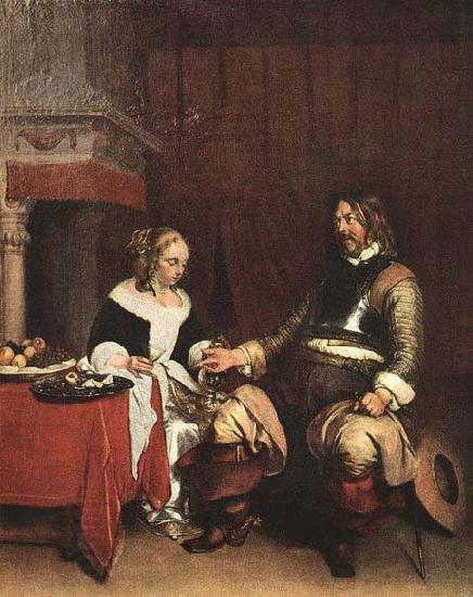 TERBORCH, Gerard Man Offering a Woman Coins oil painting picture